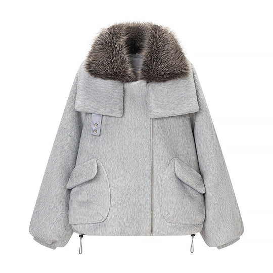 Damen Kurzjacke aus Kunstfell im Oversize‑Cut mit voluminösem Webpelzkragen Shop Nory