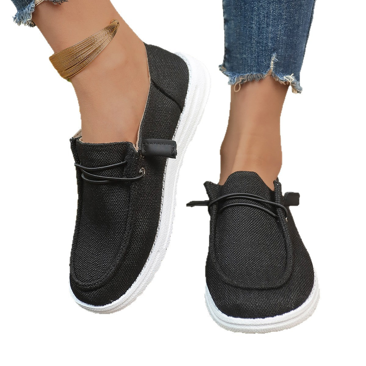 Damen Slip-On Sneakers mit elastischem Riemen