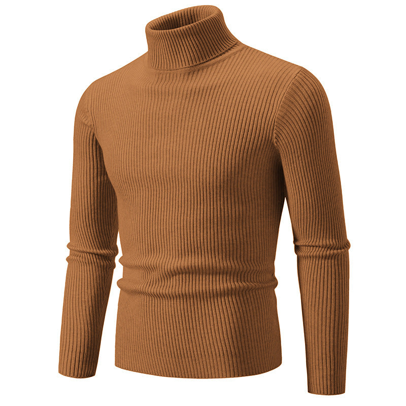 Herren nan taillierter Rollkragenpullover aus feinem Feinstrick mit geripptem Kragen