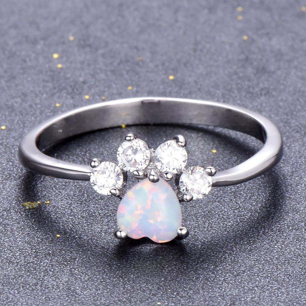 Damen Ring mit hochwertigem opalisierendem Stein und funkelnden Zirkonia-Shop Nory