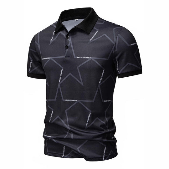 Herren Poloshirt mit modernem Sternen-Design und atmungsaktiven Materialien