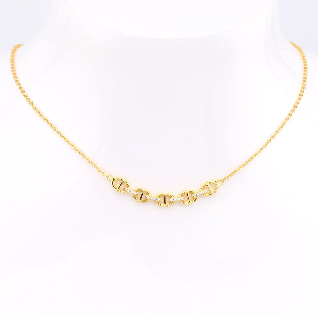 Damen Halskette mit stilvollem Gliederdesign und funkelnden Zirkonia Shop Nory
