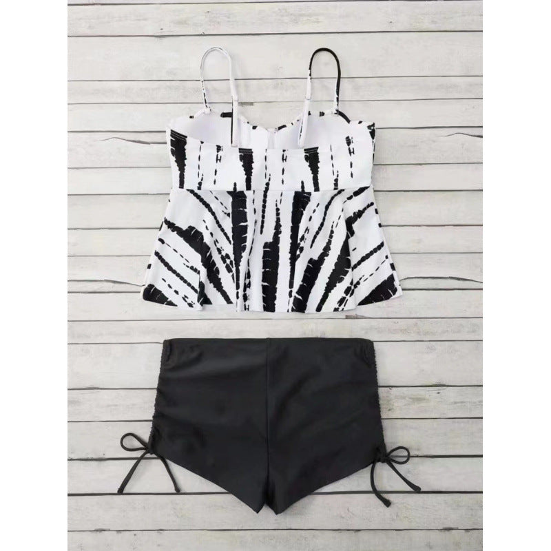 Damen Tankini-Set mit elegantem Volant-Oberteil und hohem Taillenslip Shopnory
