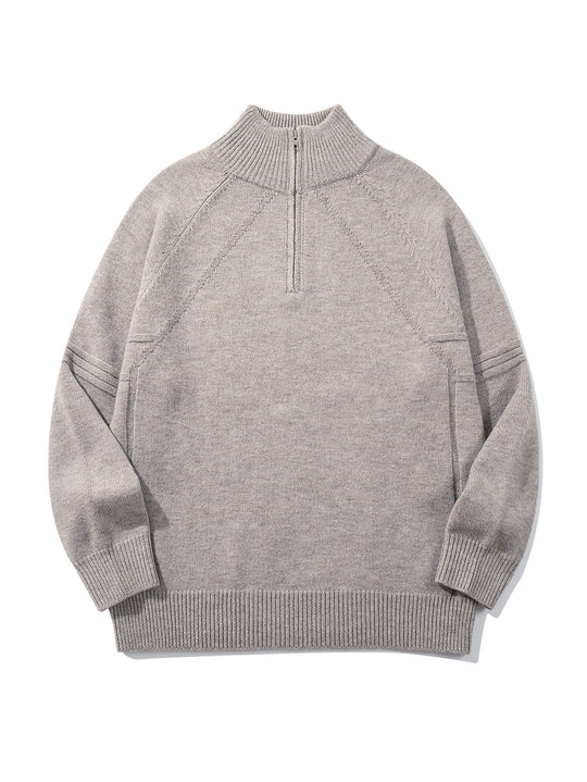 Unisex Halfzip-Strickpullover mit hohem Rippkragen und Raglanärmeln Shop Nory