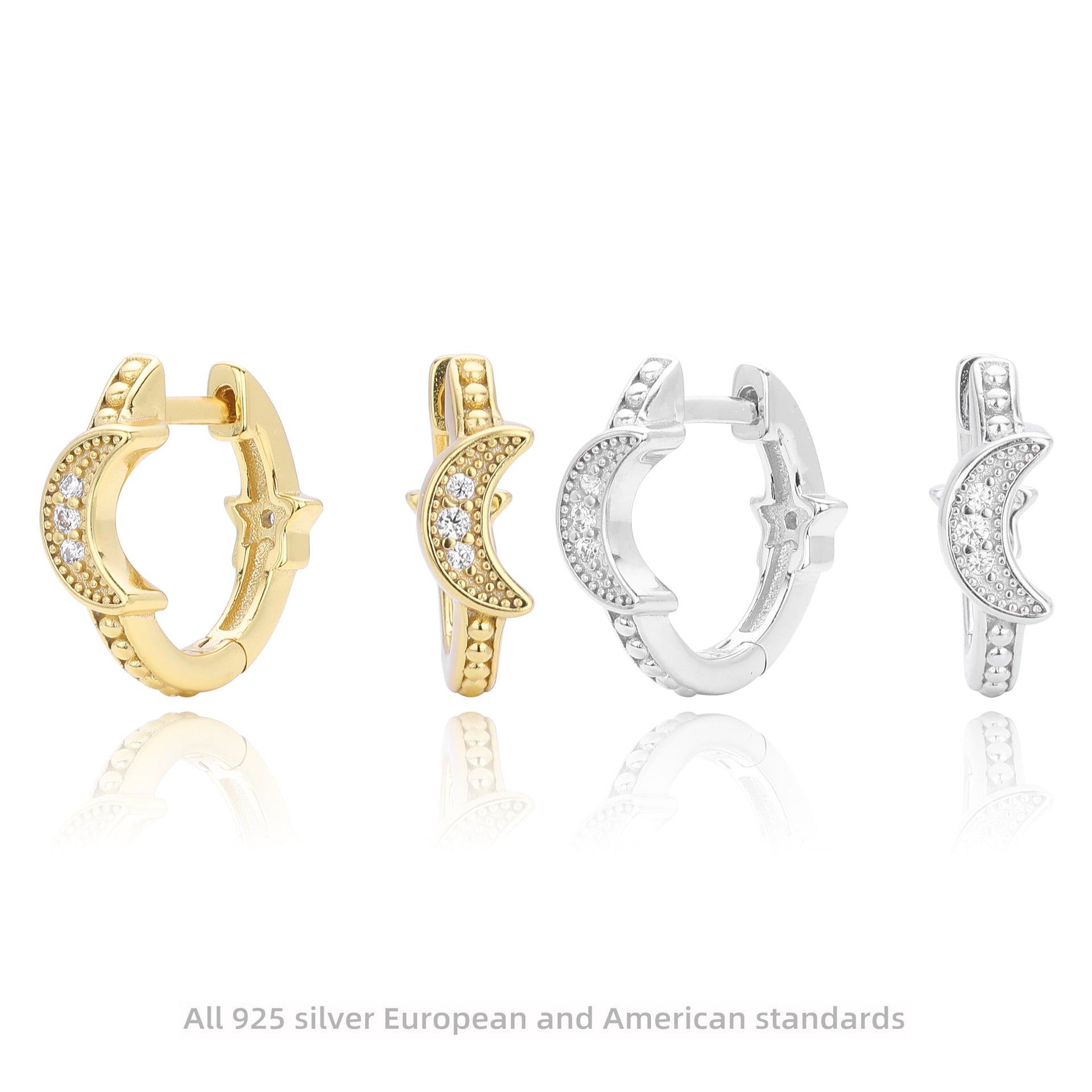 Damen Ohrringe mit Mond- und Sternendesign aus hochwertigem 925 Sterling Silber Shop Nory