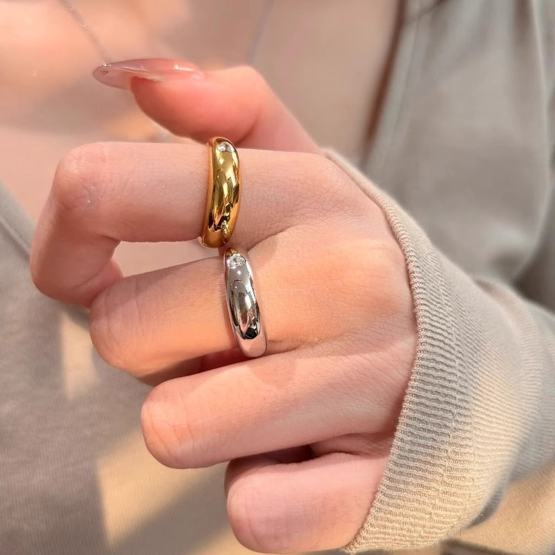 Damen Glänzender Bandring aus hochwertigem Metall Shop Nory