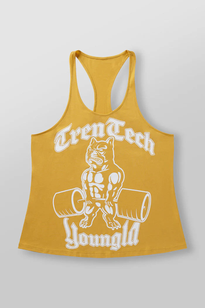 Herren nan figurbetontes Fitness-Tanktop mit Bulldoggen-Grafik und extra tiefen Armausschnitten