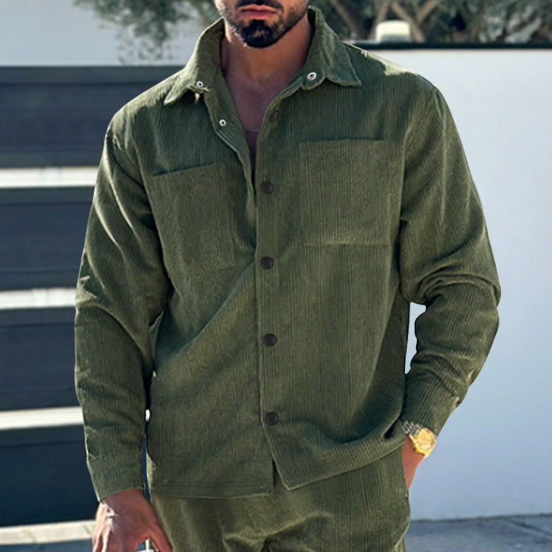 Herren Kord-Überhemd im Oversize-Look mit Brusttaschen und durchgehender Knopfleiste Shop Nory