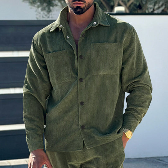 Herren Kord-Überhemd im Oversize-Look mit Brusttaschen und durchgehender Knopfleiste Shop Nory