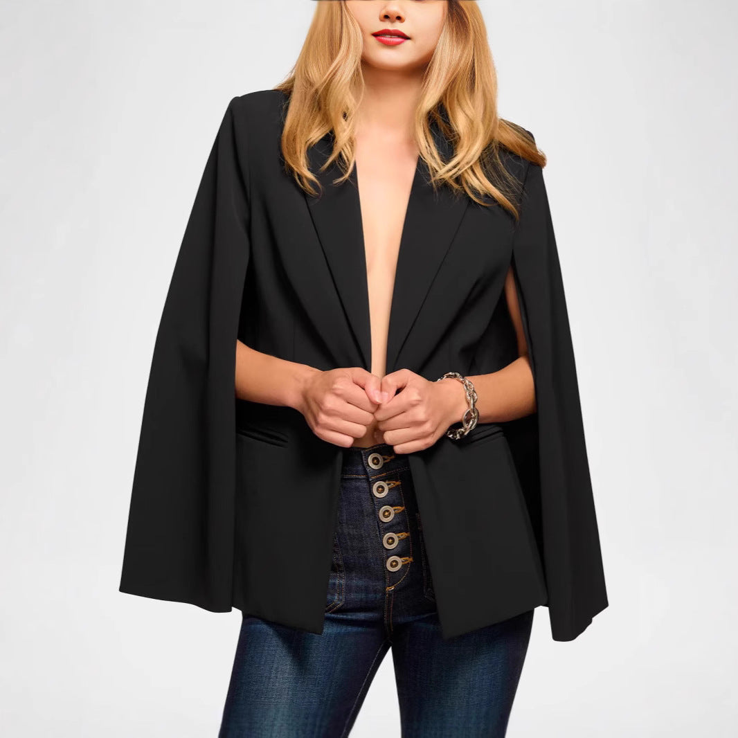 Damen Cape-Blazer mit Schlitzärmeln und tailliertem Ein-Knopf-Verschluss Shop Nory