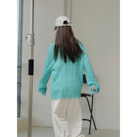 Damen Grobgestrickter Oversize-Zopfpullover mit Rundhalsausschnitt Shop Nory