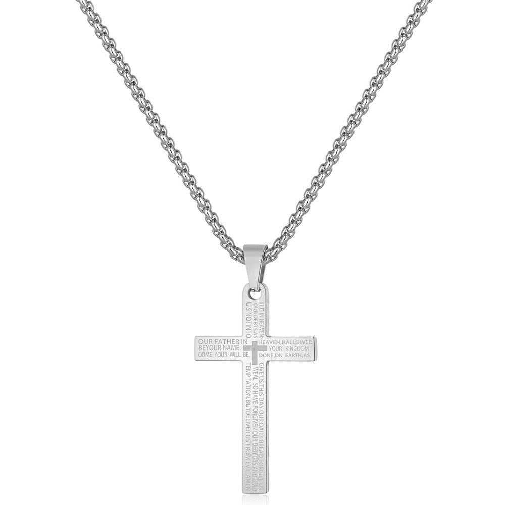 Herren Halskette mit detailreichem Kreuzanhänger aus Edelstahl Shop Nory