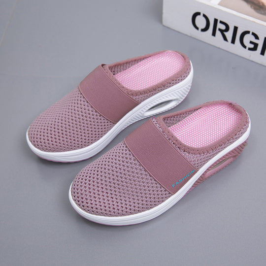 Damen Halbschuh-Slipper mit atmungsaktivem Strickobermaterial, elastischem Mittelfußriemen und Dämpfungssohle Shop Nory