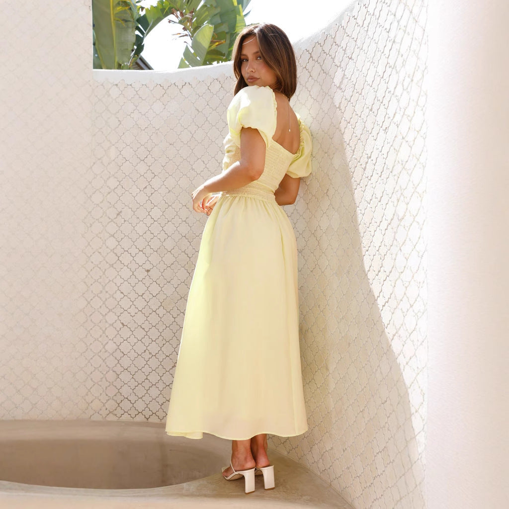 Damen Maxi-Kleid mit gewickeltem Oberteil und schwingendem Rock