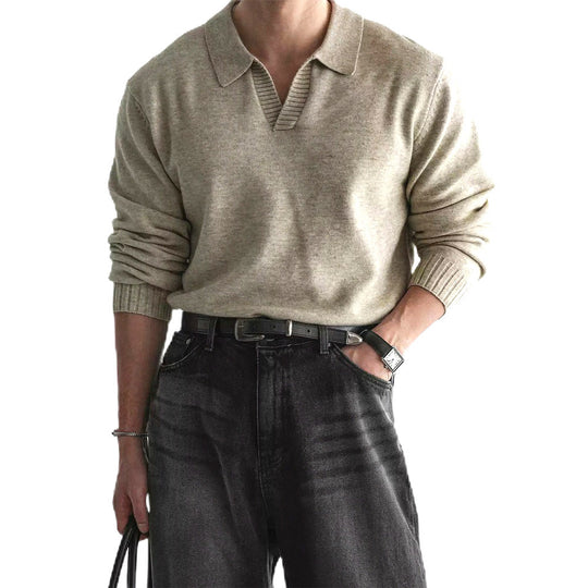 Herren Modischer Grobstrickpullover mit Stehkragen Shop Nory