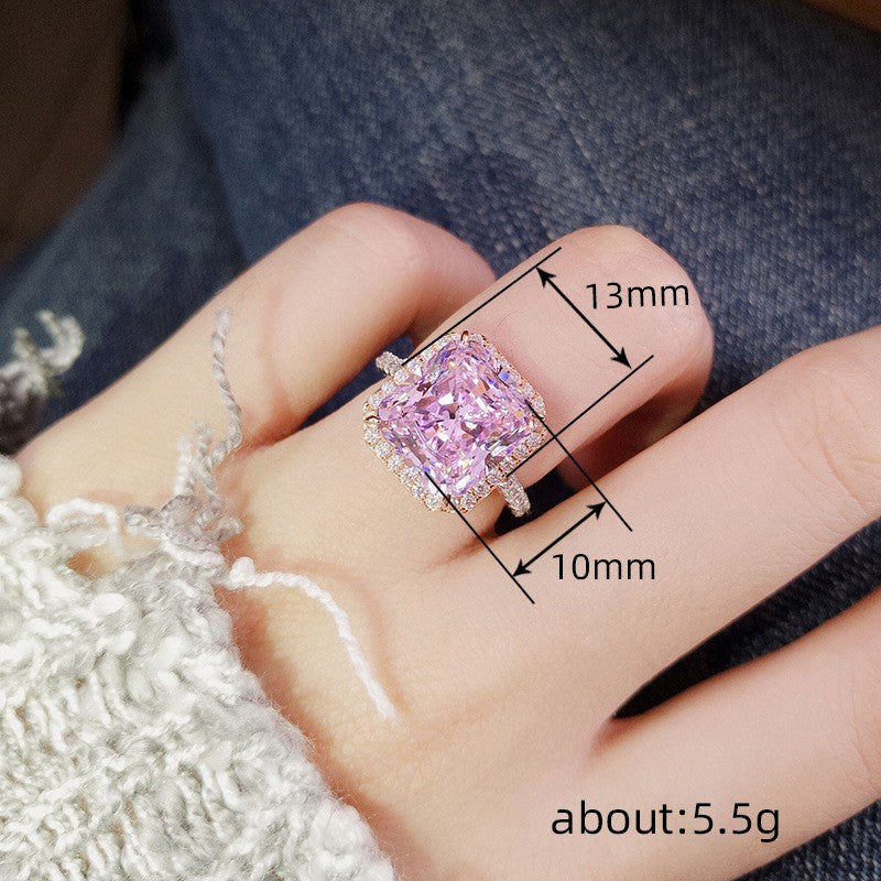 Damen Ring mit funkelndem rosa Kristall und Zirkonia-Verzierung Shop Nory