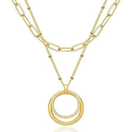 Damen Halskette mit doppellagigem Herzanhänger und minimalistischem Design Shop Nory