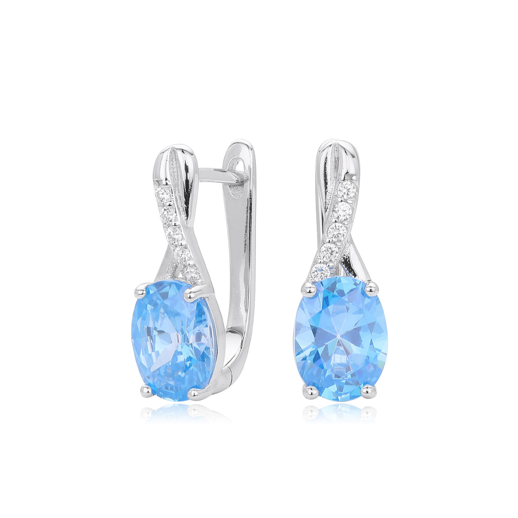 Damen Ohrhänger mit elegantem ovalen Design aus 925 Sterlingsilber und funkelnden Zirkonen Shop Nory