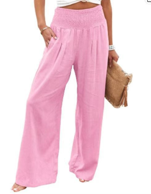 Damen Weit geschnittene Sommerhose mit elastischem Bund und luftiger Passform