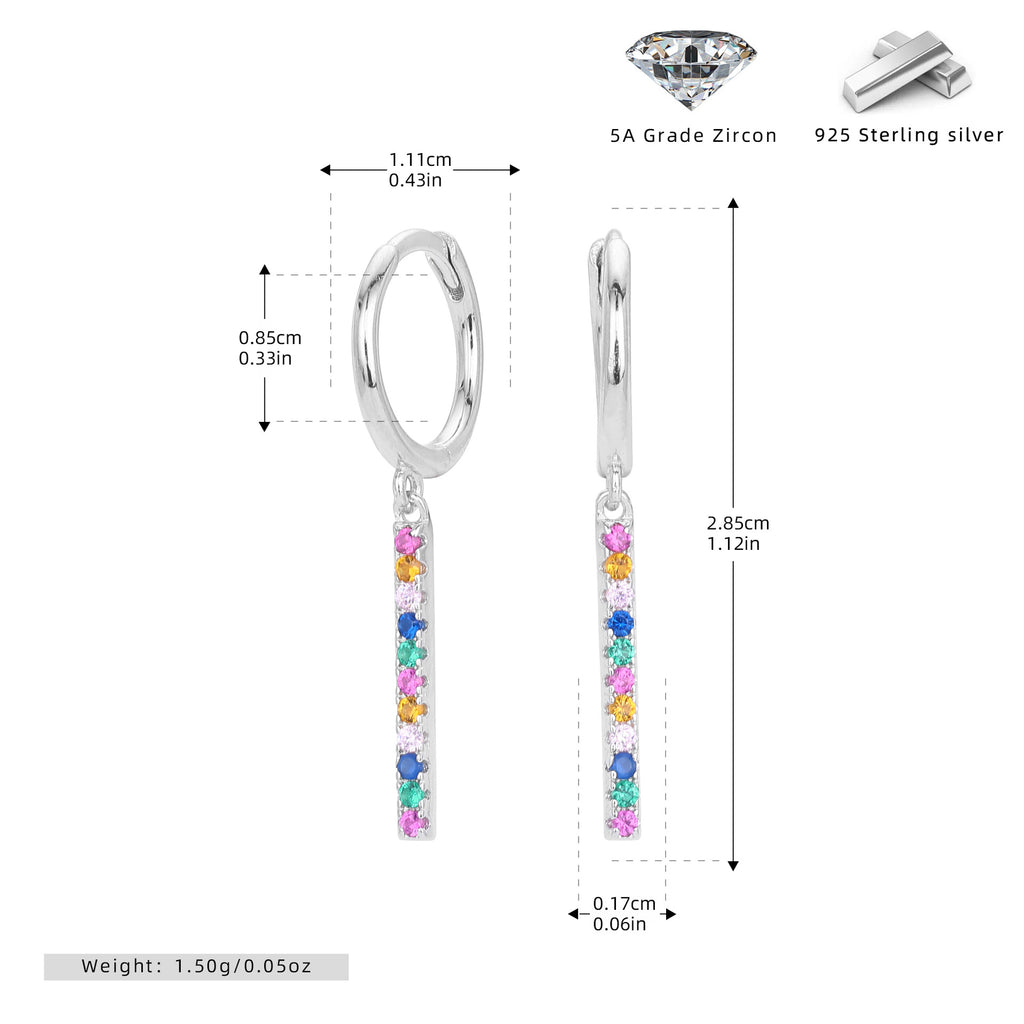 Damen Ohrhänger mit bunten Zirkonia und modernem Design Shop Nory