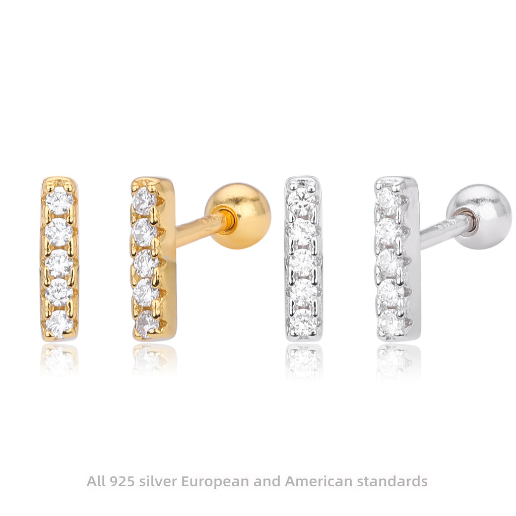 Damen Ohrstecker mit funkelnden Zirkon-Elementen in edler 925er Sterling Silber-Fassung Shop Nory
