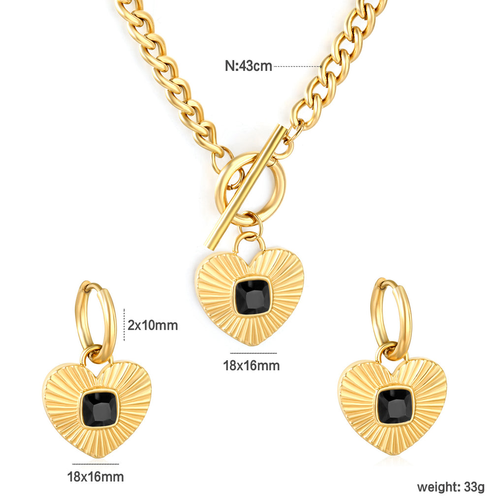 Damen Schmuckset mit herzförmigem Anhänger aus hochwertigem Edelstahl und funkelnden Kristallen Shop Nory