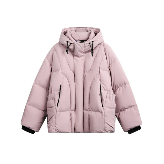 Damen weit geschnittener Steppparka mit hohem Kragen, Kapuze und Cargo-Taschen Shop Nory