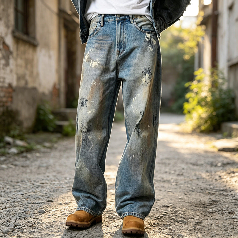 Herren Weite Denim-Jeans im Used-Look Shop Nory
