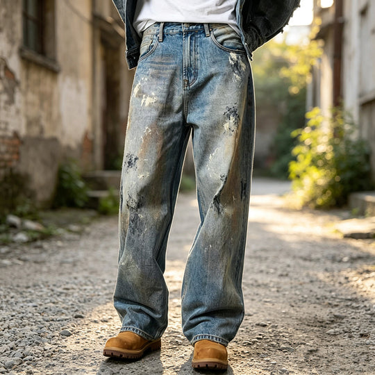 Herren Weite Denim-Jeans im Used-Look Shop Nory