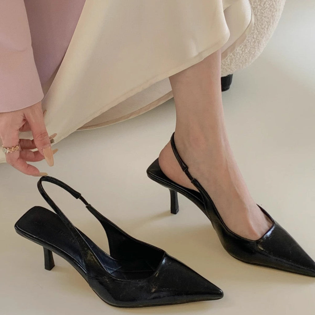 Damen elegante Slingback Pumps mit spitzem Design