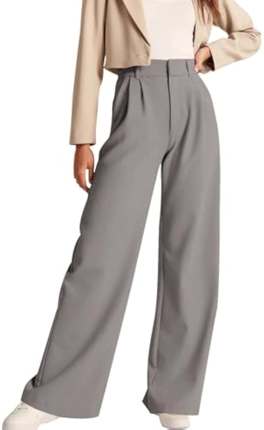 Damen Hochtaillierte Bundfalten-Hose im Palazzo-Stil mit weitem Bein Shop Nory