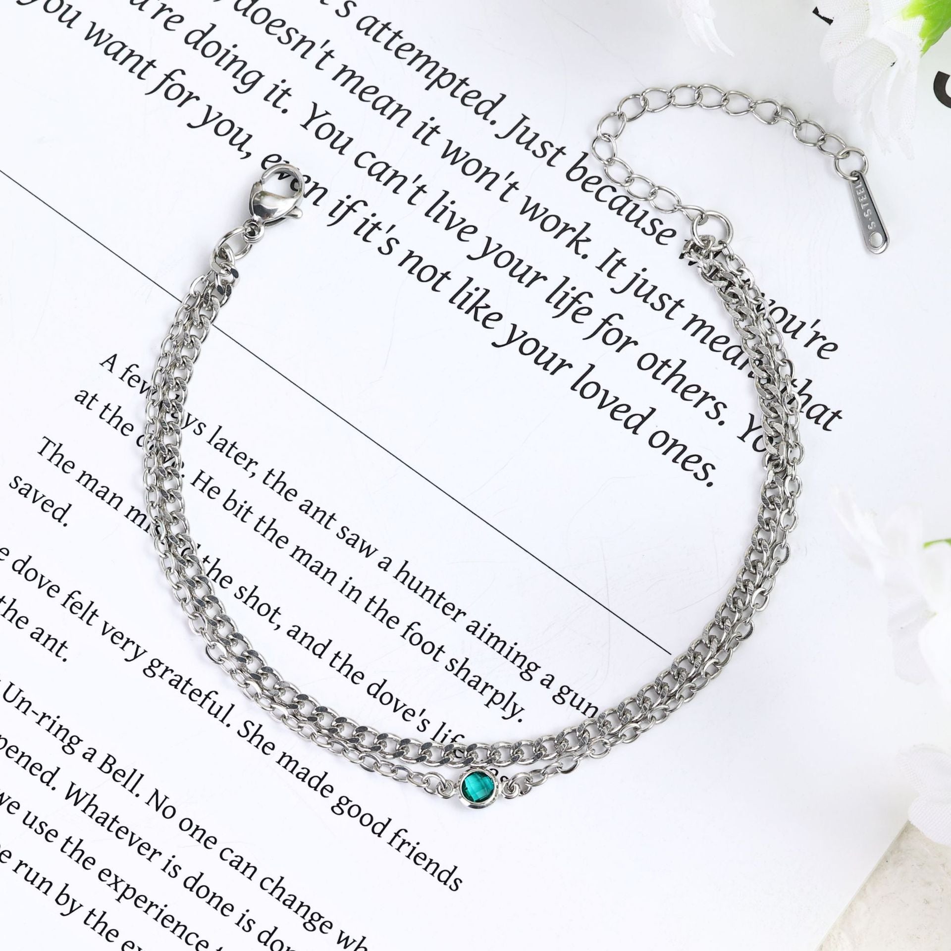 Damen Elegante Doppelreihe Armband mit funkelndem Kristall Shop Nory