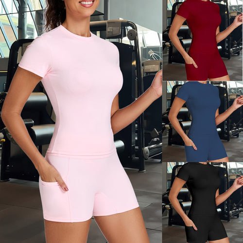 Damen Funktionale Sport-Shorts mit seitlichen Taschen und hohem Bund
