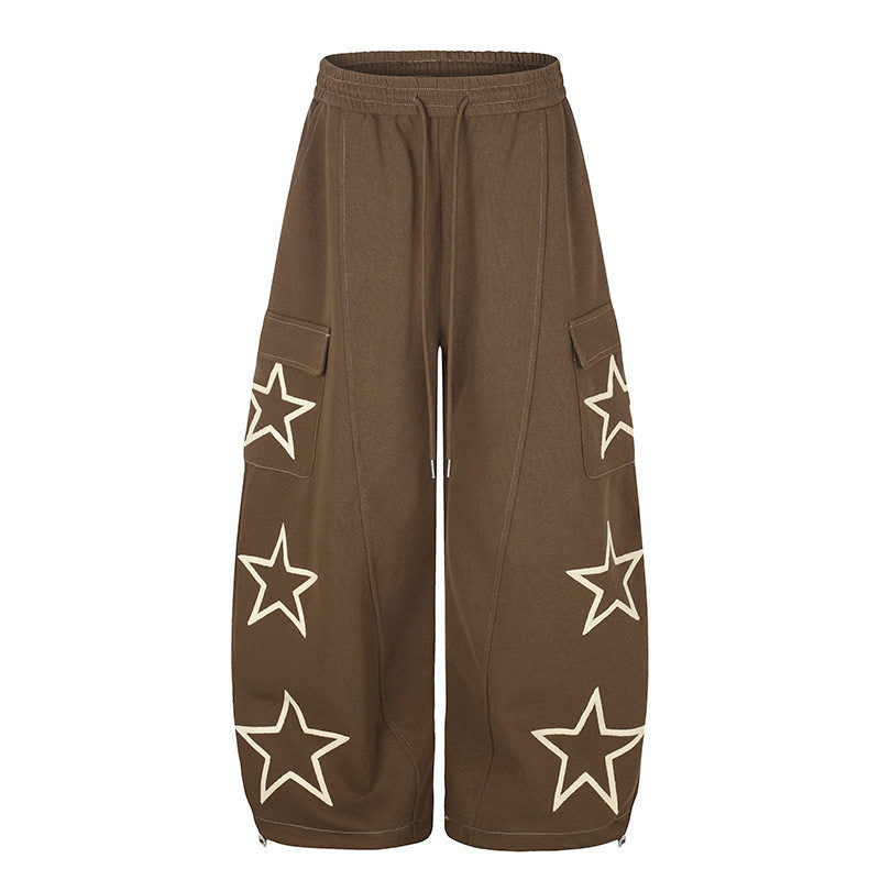 Damen Weite Cargo-Sweathose mit Sternapplikationen und Tunnelzugbund Shop Nory