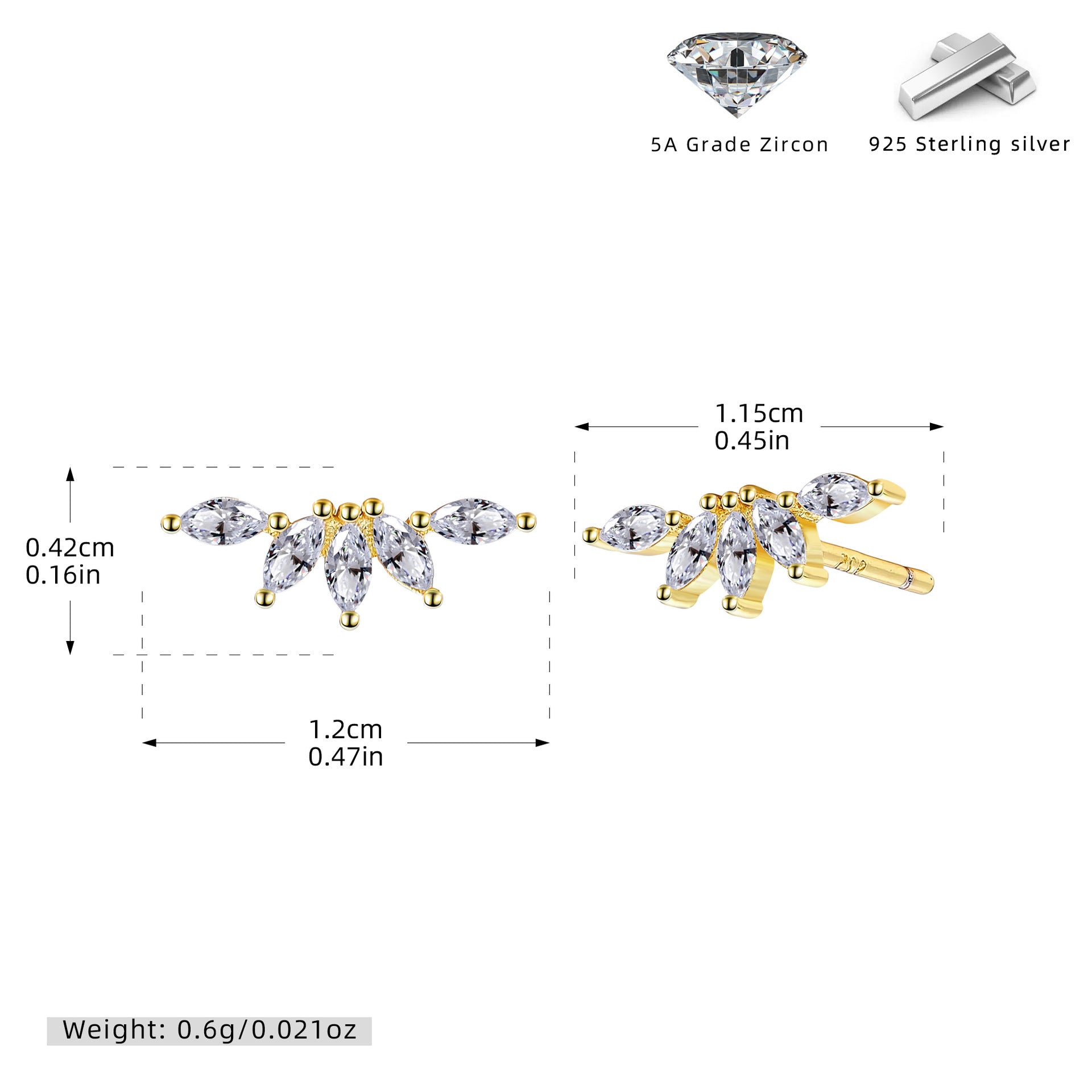 Damen Ohrstecker mit eleganten Zirkonia-Verzierungen aus 925 Sterling Silber Shop Nory