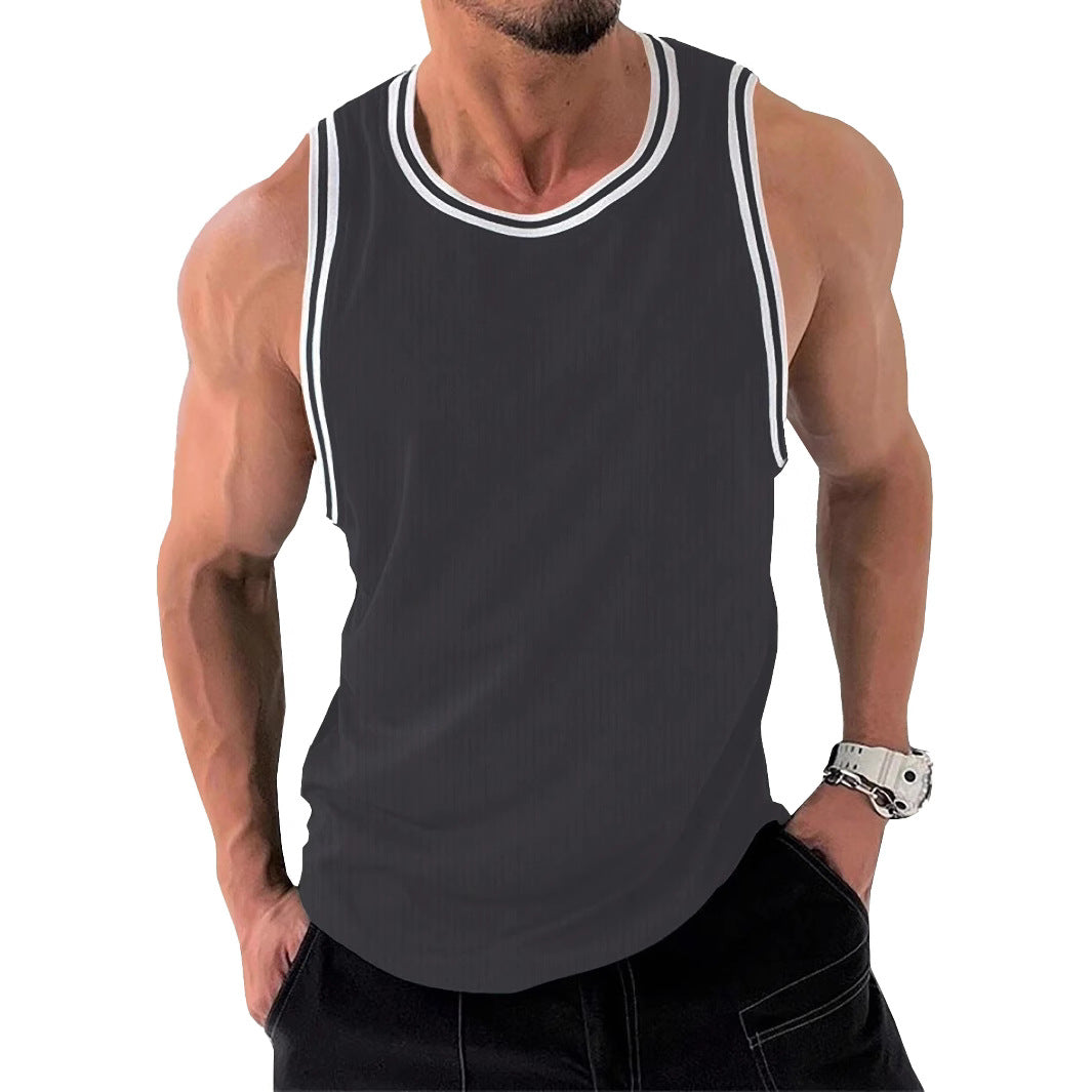Herren Sportliches ärmelloses Tanktop mit atmungsaktivem Material und modernem Rippendesign