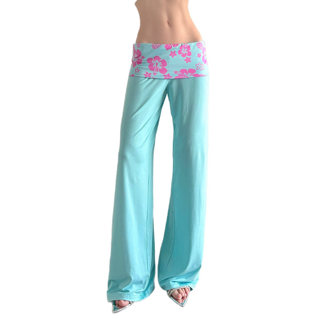 Damen nan weite Yoga-Palazzohose mit Umschlagbund und hoher Taille Shop Nory