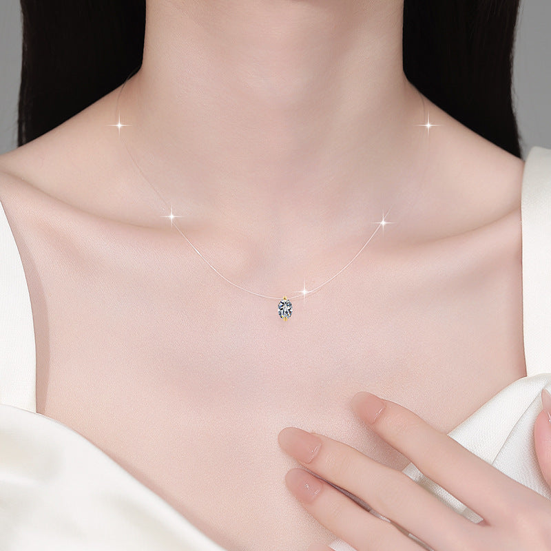 Damen Halskette mit elegantem ovalem Kristallanhänger Shop Nory