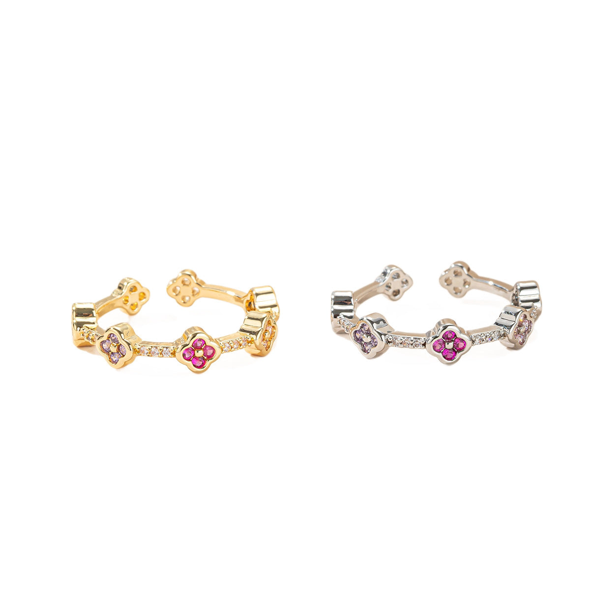 Damen Blumenring mit funkelnden Rubinakzenten Shop Nory