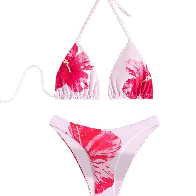 Damen Triangel-Bikini-Set mit floralem Design und verstellbaren Trägern