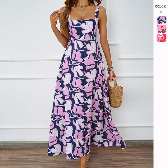 Damen Maxikleid mit modernem Blumendesign und schmeichelnder Silhouette