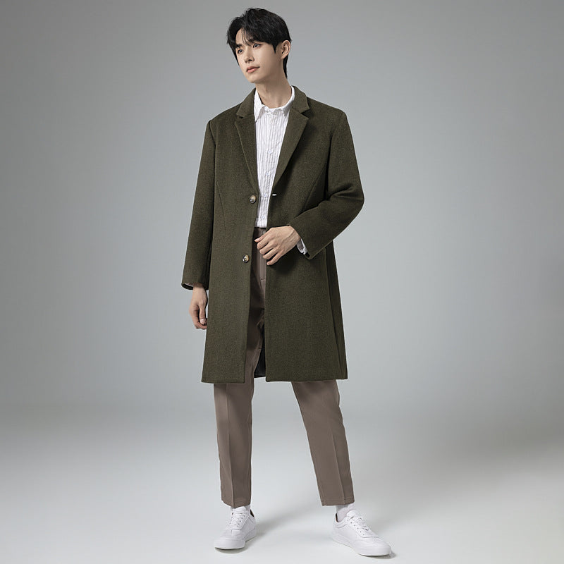 Herren Eleganter Longline-Wollmantel mit minimalistischem Revers und taillierter Silhouette Shop Nory