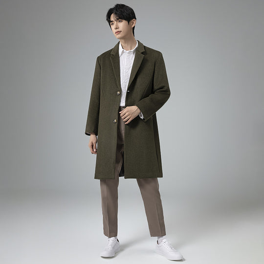 Herren Eleganter Longline-Wollmantel mit minimalistischem Revers und taillierter Silhouette Shop Nory