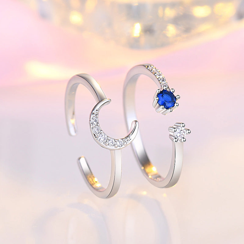 Damen zierlicher Ring mit funkelndem Saphirstein und grazilen Zirkonia-Akzenten Shop Nory