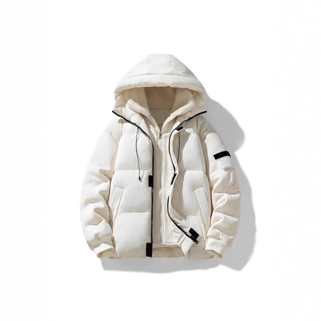 Herren Wattierte Kapuzenjacke mit Teddyfutter und kontrastierenden Softshell-Ärmeln Shop Nory