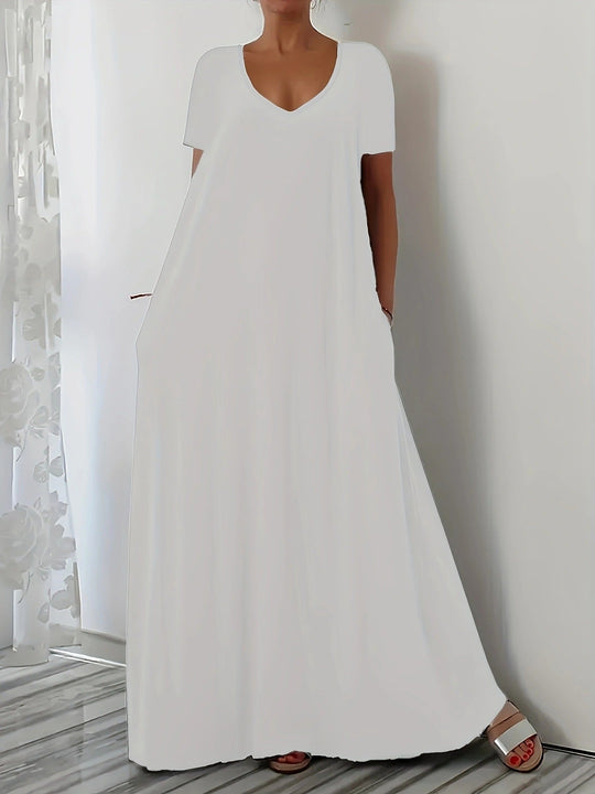 Damen Maxikleid mit U-Ausschnitt und praktischen Taschen