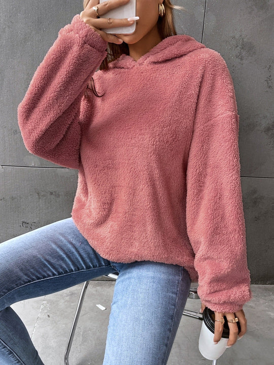 Damen kuscheliger Hoodie aus hochwertigem Plüsch