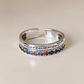 Damen Offener Ring mit inspirierendem Schriftzug und bunten Zirkonia-Steinen Shop Nory
