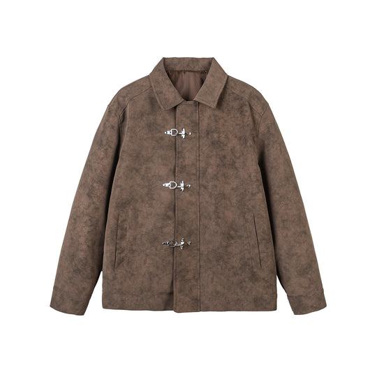 Unisex Kurz geschnittene Velours‑Optik Jacke mit dekorativen Metallverschlüssen Shop Nory