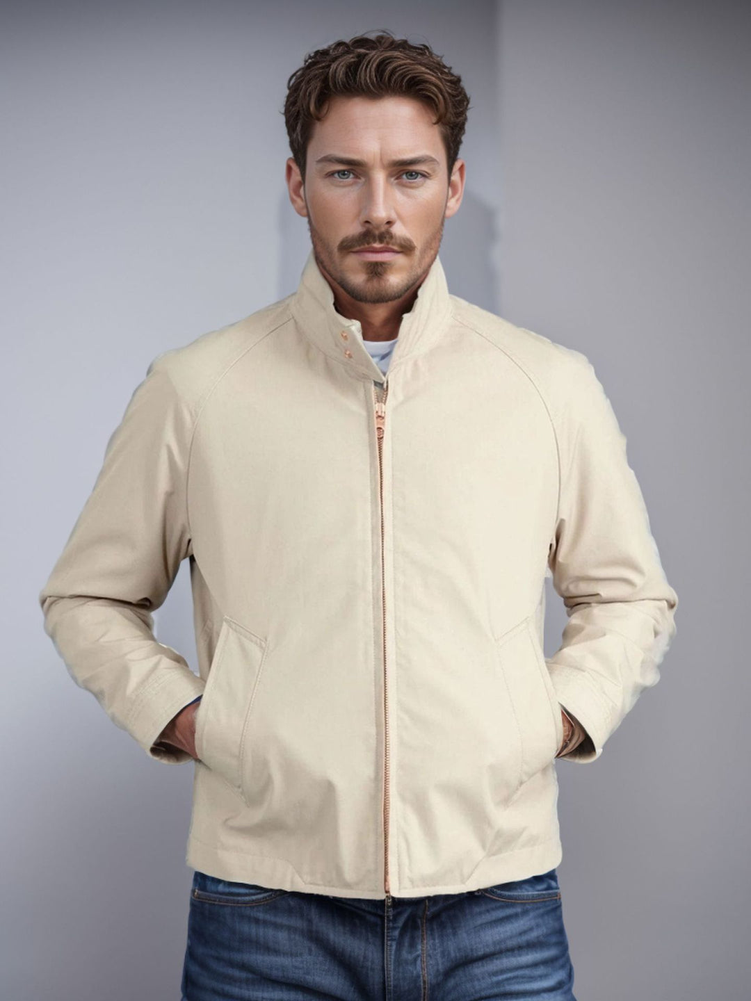 Herren Leichte Bomberjacke mit Cordkragen und Reißverschluss Shop Nory